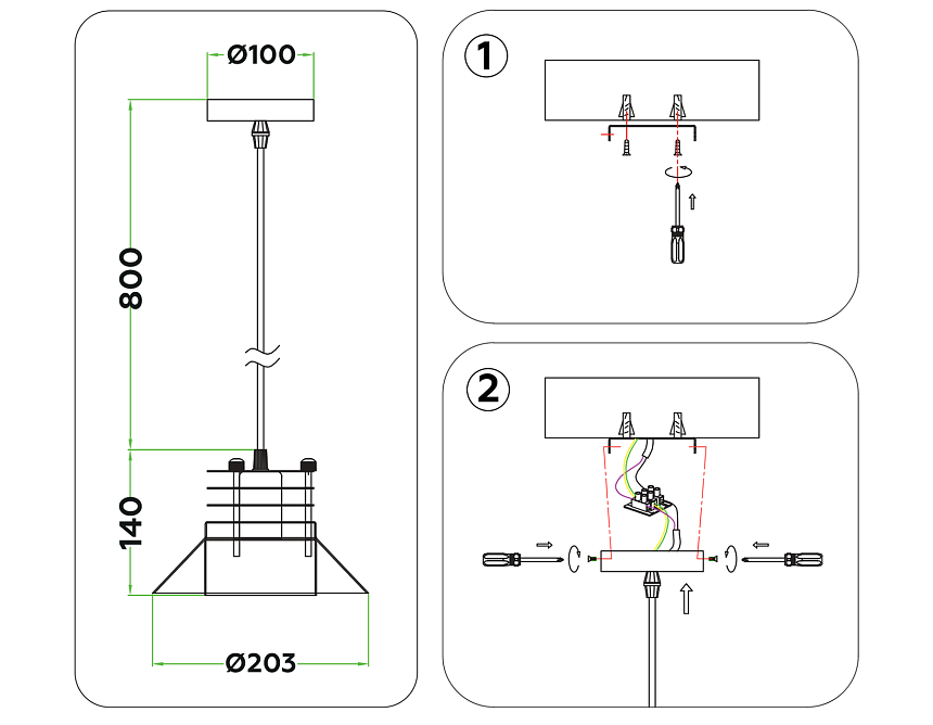 TR8172 BK черный E27 max 40W D203*940
